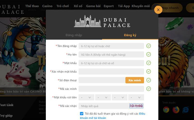 Cách đăng ký tài khoản Dubai Palace cực chuẩn