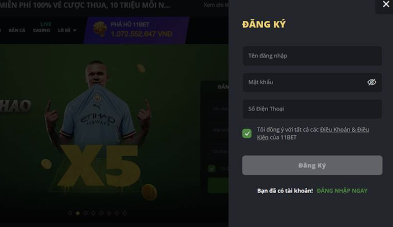 Hướng dẫn đăng ký tài khoản 11Bet