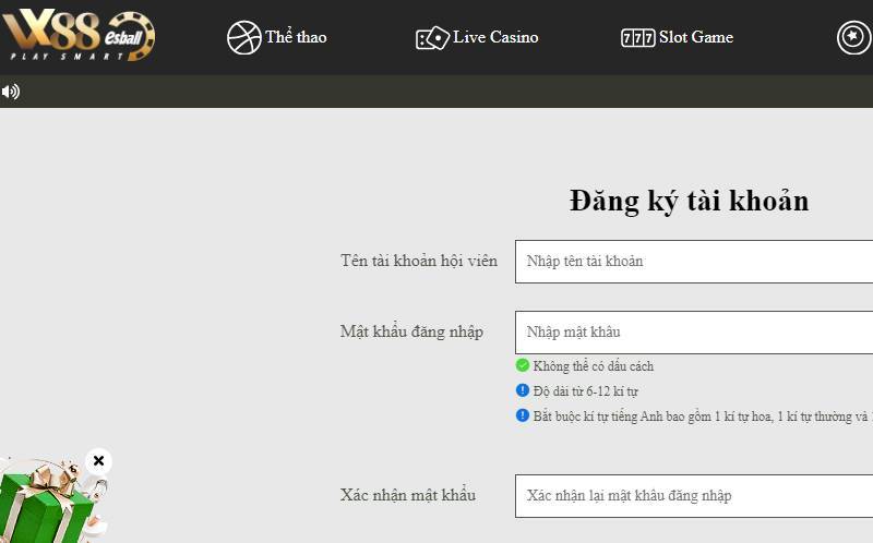 Cách đăng ký tài khoản VX88 Esball siêu tốc độ